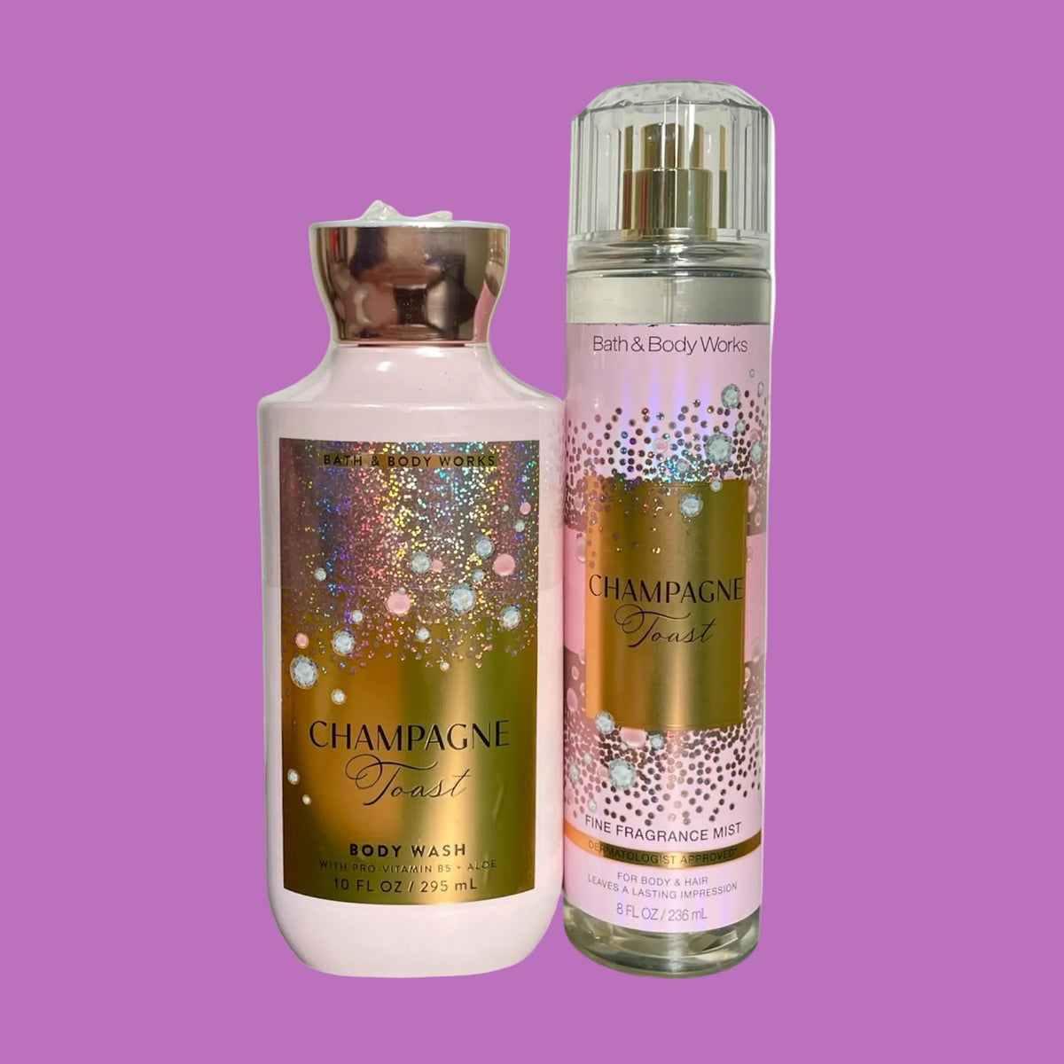 Dúo Bath & Body Works Champagne Toast | Gel de Baño y Fragancia Corporal (Mist)